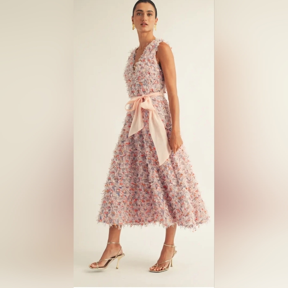 Just Me New In Poly Fringe Colorful Tulle Dress Small PTP 19 - Picture 2 of 7